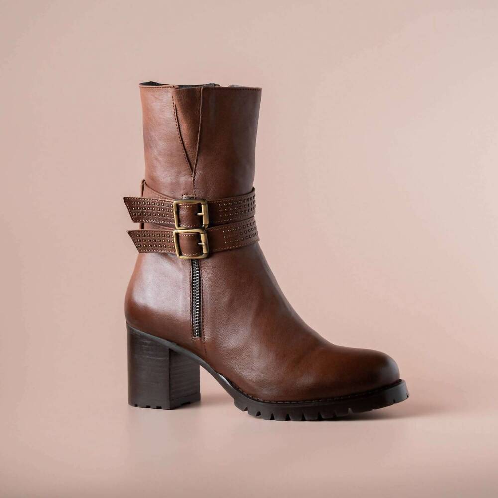 NEW ERIC MICHAEL women's mariska mid calf boots in brown